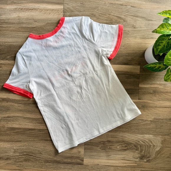 Zara "Authentic 1980" Retro Ringer Tee | Red Trim Vintage Graphic T-Shirt Size S - Picture 6 of 7